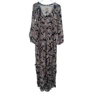 NWT Womens Chaser Long Sleeve Maxi Dress With Slit In Camo Size Medium